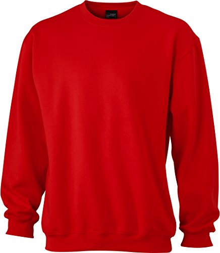 James & Nicholson Herren Sweatshirt Sweatshirt Round Sweat Heavy rot (Tomato) Medium von James & Nicholson