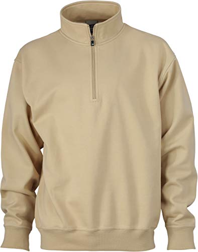 James & Nicholson Herren Sweatshirt Sweatshirt Workwear Half Zip Sweat beige (Stone) Small von James & Nicholson
