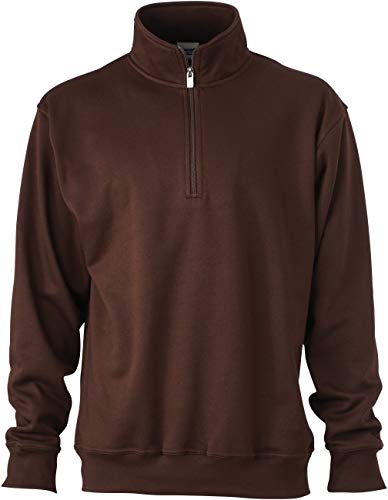 James & Nicholson Herren Sweatshirt Sweatshirt Workwear Half Zip Sweat braun (Brown) Large von James & Nicholson