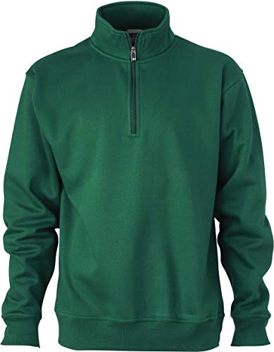 James & Nicholson Herren Sweatshirt Sweatshirt Workwear Half Zip Sweat grün (Dark Green) Medium von James & Nicholson