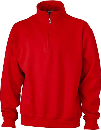 James & Nicholson Herren Sweatshirt Sweatshirt Workwear Half Zip Sweat rot (Red) X-Large von James & Nicholson