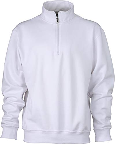 James & Nicholson Herren Sweatshirt Sweatshirt Workwear Half Zip Sweat weiß (White) X-Large von James & Nicholson