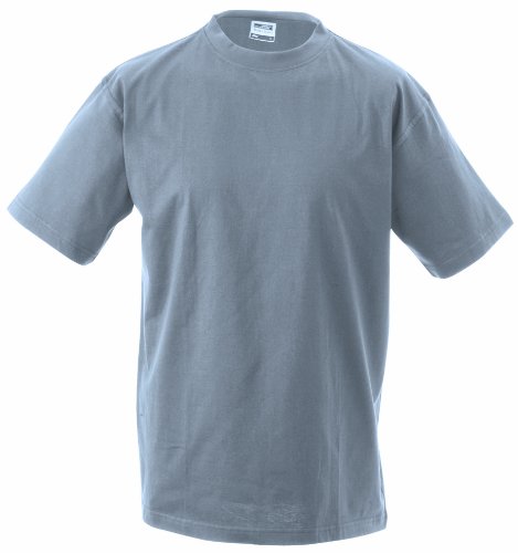 James & Nicholson Herren Round-T-Heavy T-Shirt, Grau (greyheather), Large von James & Nicholson
