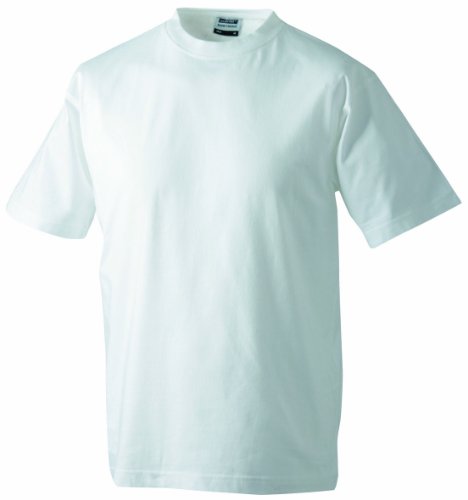 James & Nicholson Herren Round-T-Heavy T-Shirt, Weiß (White), Medium von James & Nicholson