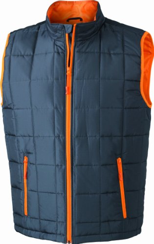 James & Nicholson Herren Top Steppweste Padded Light Weight grau (carbon/orange) X-Large von James & Nicholson