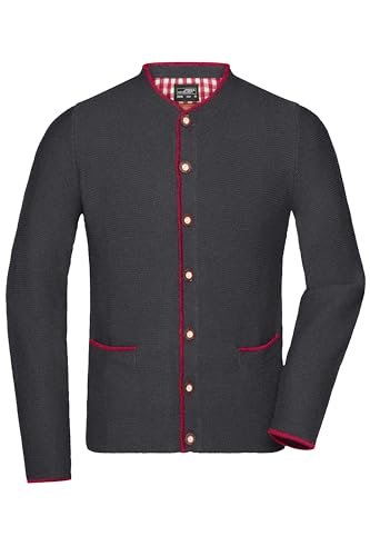 James & Nicholson Herren Trachten Strickjacke - Klassischer Janker passend zu Lederhose und Trachtenhemd | Farbe: anthracite-melange/red/red | Grösse: 3XL von James & Nicholson