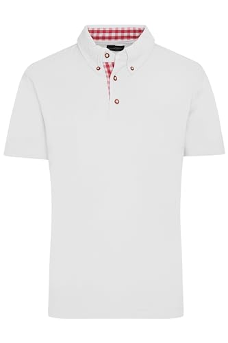 James & Nicholson Herren Trachtenpoloshirt - Klassisches Piquépolo im Trachtenlook | Farbe: White/red-White | Grösse: M von James & Nicholson