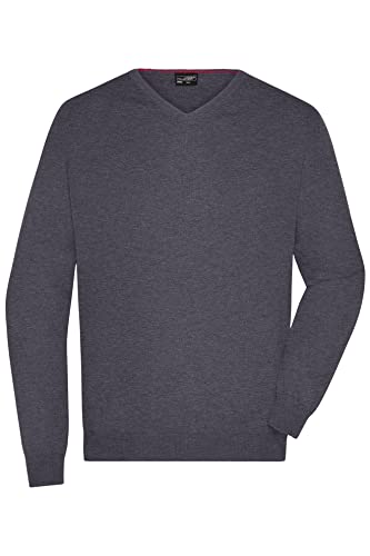 James & Nicholson Herren V-Pullover - Hochwertiger Strickpullover in zahlreichen Trendfarben | Farbe: Anthracite-Melange | Grösse: L von James & Nicholson