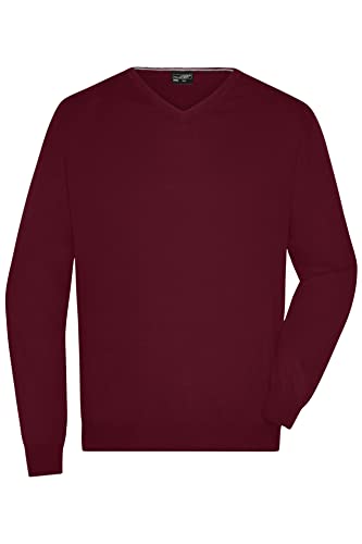 James & Nicholson Herren V-Pullover - Hochwertiger Strickpullover in zahlreichen Trendfarben | Farbe: Bordeaux | Grösse: 3XL von James & Nicholson