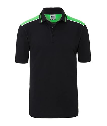 James & Nicholson Herren Workwear Polo Kontrast - Hochwertiges Poloshirt mit zahlreichen Akzenten aus Baumwolle und Polyester | Farbe: Black/Lime-Green | Grösse: 3XL von James & Nicholson