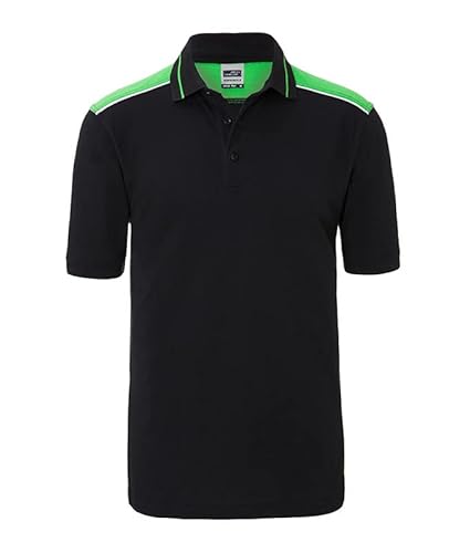 James & Nicholson Herren Workwear Polo Kontrast - Hochwertiges Poloshirt mit zahlreichen Akzenten aus Baumwolle und Polyester | Farbe: Black/Lime-Green | Grösse: XL von James & Nicholson