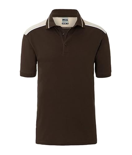 James & Nicholson Herren Workwear Polo Kontrast - Hochwertiges Poloshirt mit zahlreichen Akzenten aus Baumwolle und Polyester | Farbe: Brown/Stone | Grösse: 3XL von James & Nicholson