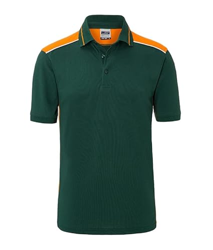 James & Nicholson Herren Workwear Polo Kontrast - Hochwertiges Poloshirt mit zahlreichen Akzenten aus Baumwolle und Polyester | Farbe: Dark-Green/orange | Grösse: 4XL von James & Nicholson