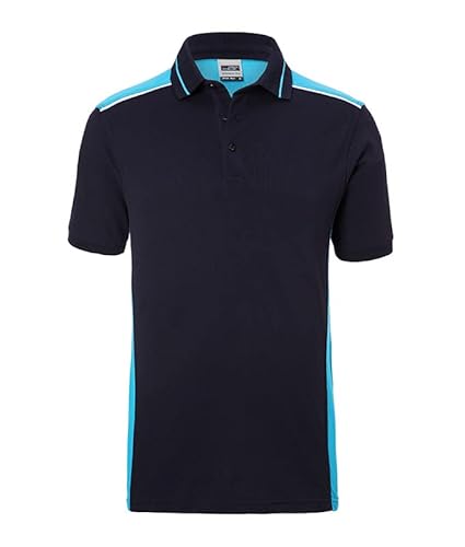 James & Nicholson Herren Workwear Polo Kontrast - Hochwertiges Poloshirt mit zahlreichen Akzenten aus Baumwolle und Polyester | Farbe: Navy/Turquoise | Grösse: 4XL von James & Nicholson