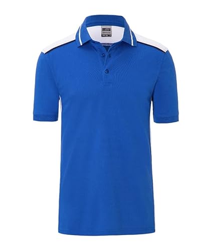 James & Nicholson Herren Workwear Polo Kontrast - Hochwertiges Poloshirt mit zahlreichen Akzenten aus Baumwolle und Polyester | Farbe: royal/white | Grösse: L von James & Nicholson