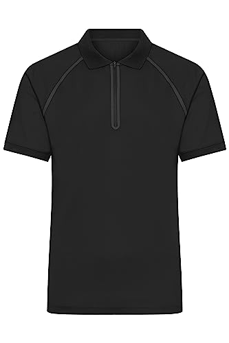 James & Nicholson Herren Zip-Polo - Polo mit Reißverschluss für Promotion, Sport und Freizeit | Farbe: Black/Black | Grösse: M von James & Nicholson