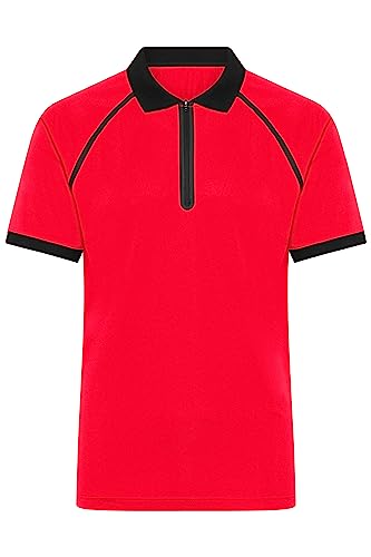 James & Nicholson Herren Zip-Polo - Polo mit Reißverschluss für Promotion, Sport und Freizeit | Farbe: light-red/black | Grösse: 3XL von James & Nicholson