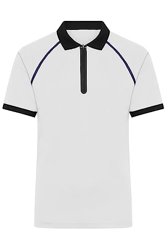 James & Nicholson Herren Zip-Polo - Polo mit Reißverschluss für Promotion, Sport und Freizeit | Farbe: White/Black | Grösse: 3XL von James & Nicholson