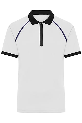 James & Nicholson Herren Zip-Polo - Polo mit Reißverschluss für Promotion, Sport und Freizeit | Farbe: White/Black | Grösse: XL von James & Nicholson