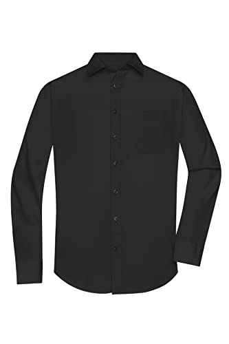James & Nicholson Herrenhemd Poplin Langarm - Klassisches Hemd mit Brusttasche in großer Farbauswahl | Farbe: Black | Grösse: 4XL von James & Nicholson