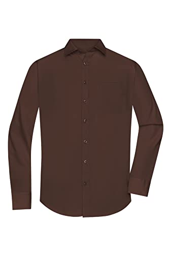 James & Nicholson Herrenhemd Poplin Langarm - Klassisches Hemd mit Brusttasche in großer Farbauswahl | Farbe: brown | Grösse: 4XL von James & Nicholson
