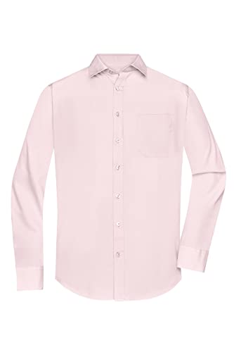 James & Nicholson Herrenhemd Poplin Langarm - Klassisches Hemd mit Brusttasche in großer Farbauswahl | Farbe: Light-pink | Grösse: XL von James & Nicholson