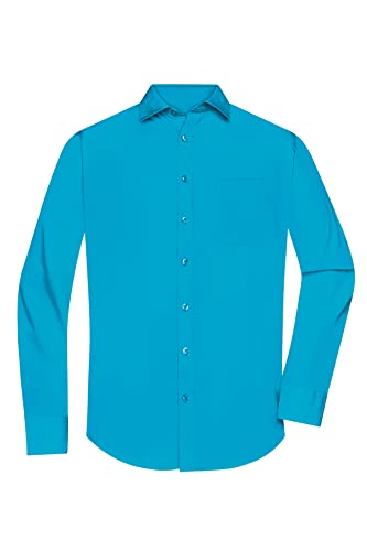 James & Nicholson Herrenhemd Poplin Langarm - Klassisches Hemd mit Brusttasche in großer Farbauswahl | Farbe: turquoise | Grösse: XXL von James & Nicholson