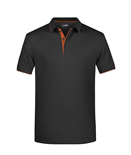 James & Nicholson Herrenpolo Multi Stripe - Klassisches Polo mit Kontraststreifen | Farbe: Black/orange | Grösse: 3XL von James & Nicholson