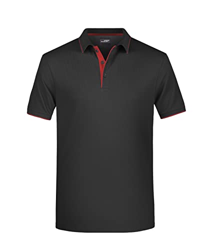 James & Nicholson Herrenpolo Multi Stripe - Klassisches Polo mit Kontraststreifen | Farbe: Black/red | Grösse: XXL von James & Nicholson