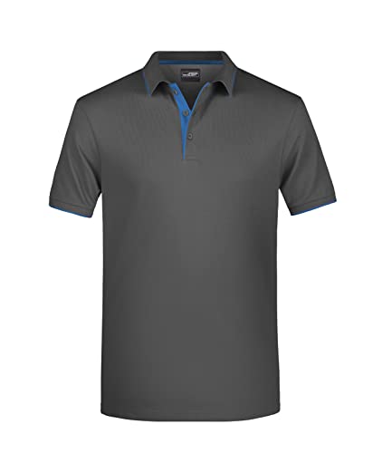 James & Nicholson Herrenpolo Multi Stripe - Klassisches Polo mit Kontraststreifen | Farbe: Graphite/Aqua | Grösse: 3XL von James & Nicholson