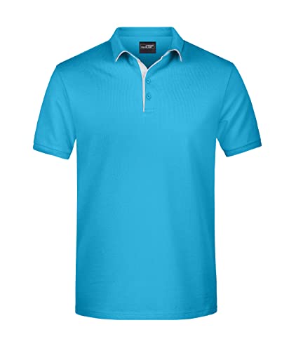 James & Nicholson Herrenpolo Single Stripe - Hochwertiges Piqué-Poloshirt mit Kontrastelementen | Farbe: Turquoise/White | Grösse: 3XL von James & Nicholson