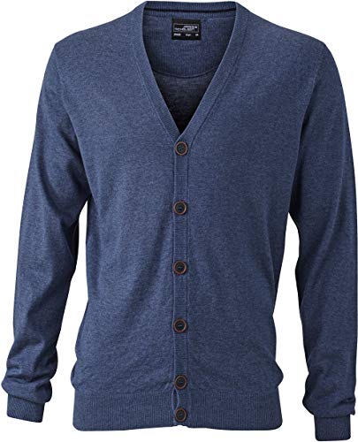 James & Nicholson Hochwertige Strickjacke mit Seide/Kaschmir-Anteil (M, denim-melange) von James & Nicholson