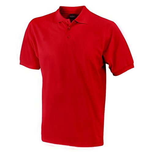 James & Nicholson Hochwertiges Polohemd mit Armbündchen (M, red) von James & Nicholson