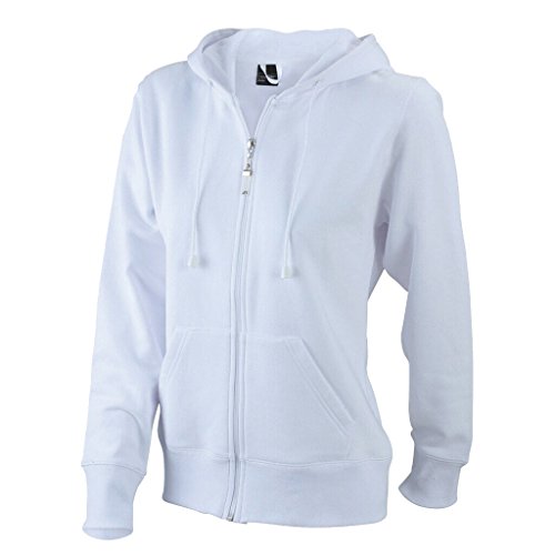 James & Nicholson Kapuzen-Jacke aus formbeständiger Sweat-Qualität (XL, white) von James & Nicholson