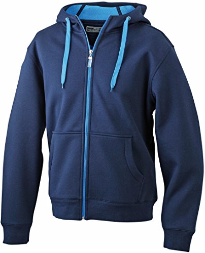 James & Nicholson - Kapuzen Sweatjacke 'Ladies Doubleface Jacket' L,Navy/Aqua von James & Nicholson