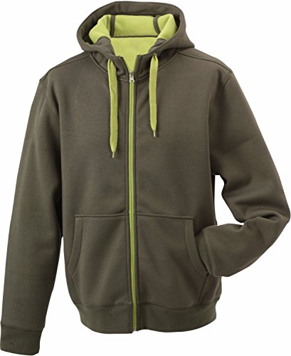 James & Nicholson - Kapuzen Sweatjacke 'Mens Doubleface Jacket' Olive/Lime,XXXL von James & Nicholson