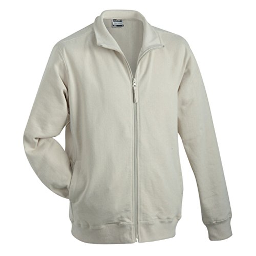 James & Nicholson Klassische Sweatjacke aus French-Terry (L, stone) von James & Nicholson