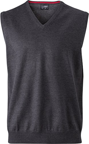 James & Nicholson Klassischer Baumwoll-Pullunder (3XL, anthracite melange) von James & Nicholson