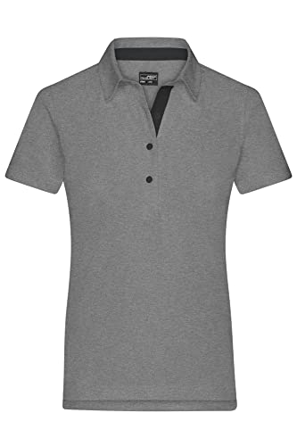 James & Nicholson Klassisches Damen Polohemd - Polohemd mit konfektioniertem Kragen | Farbe: Light-Melange/Black | Grösse: XL von James & Nicholson