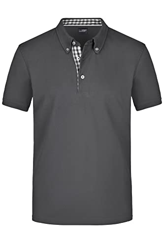 James & Nicholson Klassisches Herren Polohemd - Polohemd mit Button-Down-Kragen | Farbe: Graphite/Graphite-White | Grösse: XL von James & Nicholson