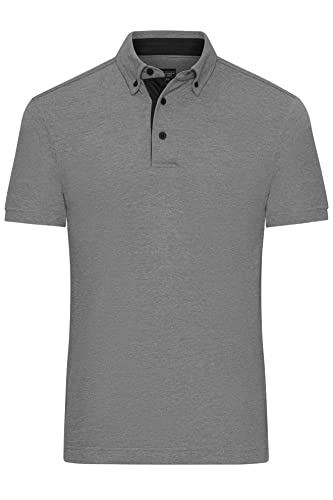 James & Nicholson Klassisches Herren Polohemd - Polohemd mit Button-Down-Kragen | Farbe: Light-Melange/Black | Grösse: L von James & Nicholson