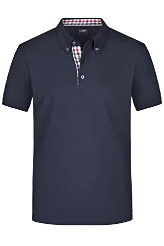 James & Nicholson Klassisches Herren Polohemd - Polohemd mit Button-Down-Kragen | Farbe: Navy/red-Navy-White | Grösse: 3XL von James & Nicholson