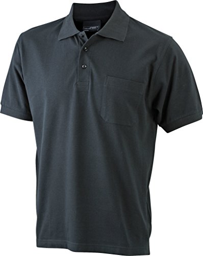 James & Nicholson Klassisches Poloshirt mit Brusttasche (3XL, black) von James & Nicholson