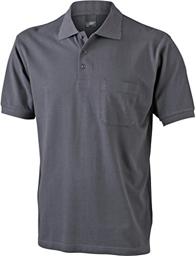 James & Nicholson Klassisches Poloshirt mit Brusttasche (L, graphite) von James & Nicholson