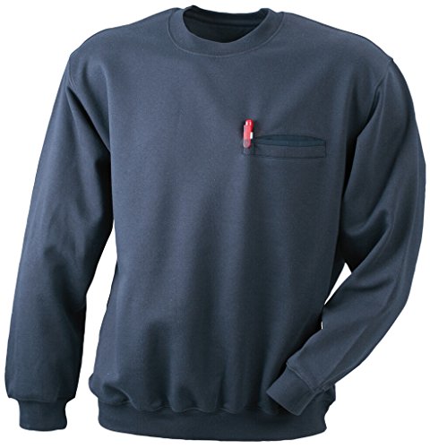 James & Nicholson Klassisches Sweatshirt mit Brusttasche (XL, navy) von James & Nicholson