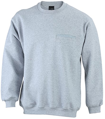 James & Nicholson Klassisches Sweatshirt mit Brusttasche (XXL, grey-heather) von James & Nicholson