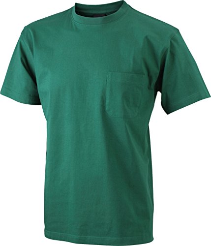 James & Nicholson Klassisches T-Shirt mit Brusttasche (L, dark-green) von James & Nicholson