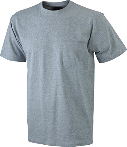 James & Nicholson Klassisches T-Shirt mit Brusttasche (XXL, grey-heather) von James & Nicholson