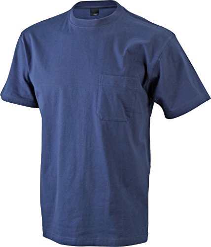 James & Nicholson Klassisches T-Shirt mit Brusttasche (XXL, navy) von James & Nicholson