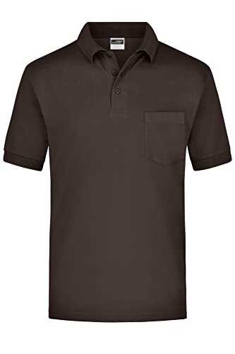 James & Nicholson Kurzarm Poloshirt mit Brusttasche - Klassisches Herrenpolo aus feiner Piqué-Qualität | Farbe: Brown | Grösse: 3XL von James & Nicholson